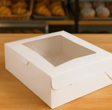 19" x 14" x 6 1/2" White Half Sheet Window Cake - 6ct or 12ct