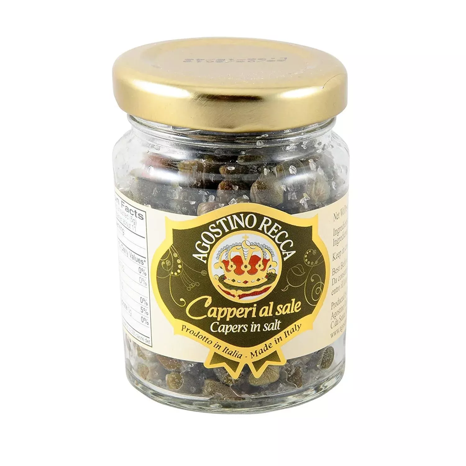 Agostino Recca Capers in Salt, 2.3 oz [Best Before: 09/30/2026]
