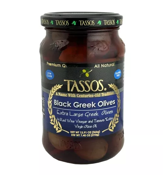 Black Greek Olives (Tassos) 12.9 oz