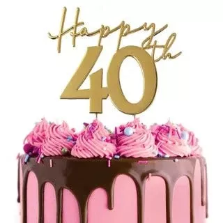 Cake Topper | Gold | Happy 40th | Cake Craft