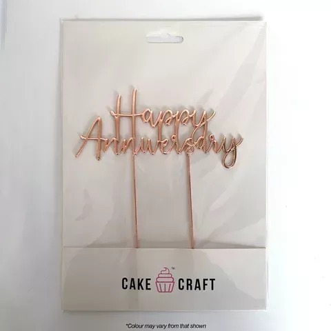 Cake Topper | Happy Anniversary | Rose Gold Metal*