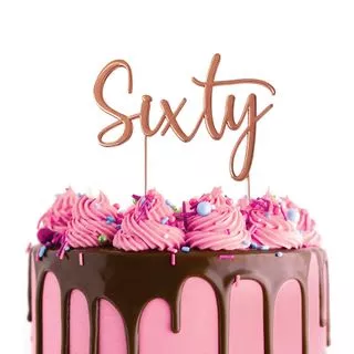 Cake Topper | Sixty (60) |Rose Gold