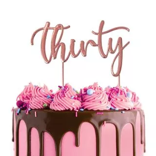 Cake Topper | Thirty (30) | Rose Gold Metal