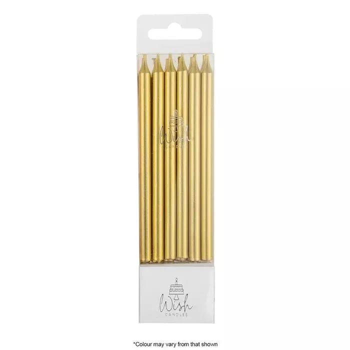 Candles | Metallic Gold | Tall Line | 12.5cm | Pack of 12 | Wish