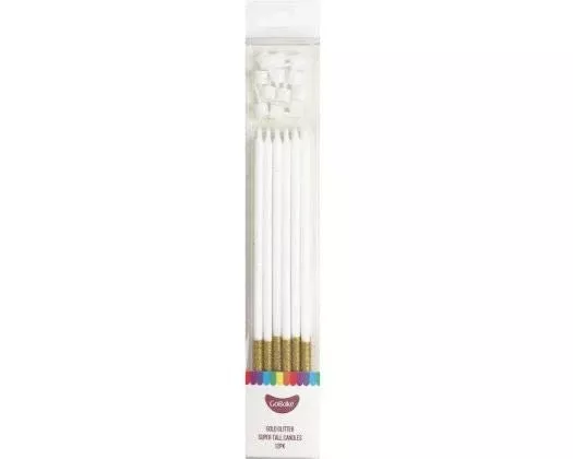 Candles | Super Tall | 18cm | Gold Glitter | Pack of 12*