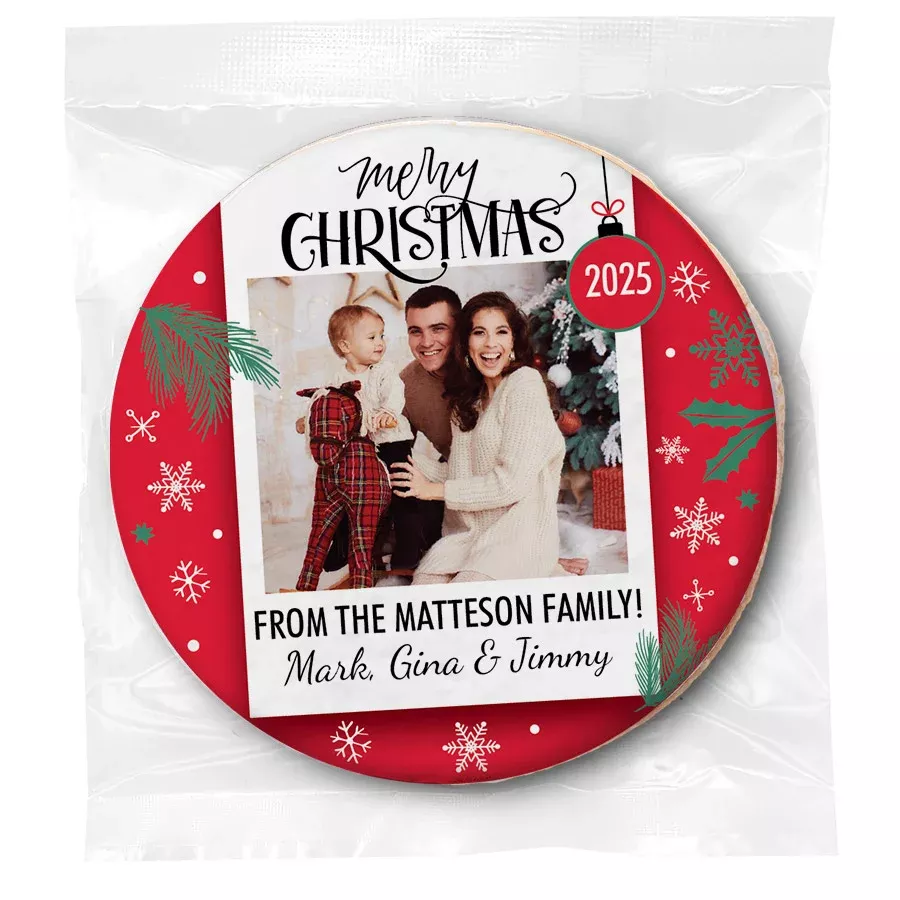 Christmas Polaroid Photo Upload - Personalized Direct Print On Round Sugar Cookie