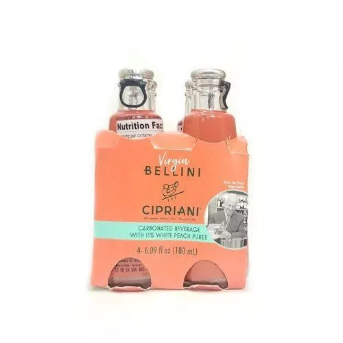 Cipriani White Peach Virgin Bellini Mix 4 Bottles, 6.09 fl oz