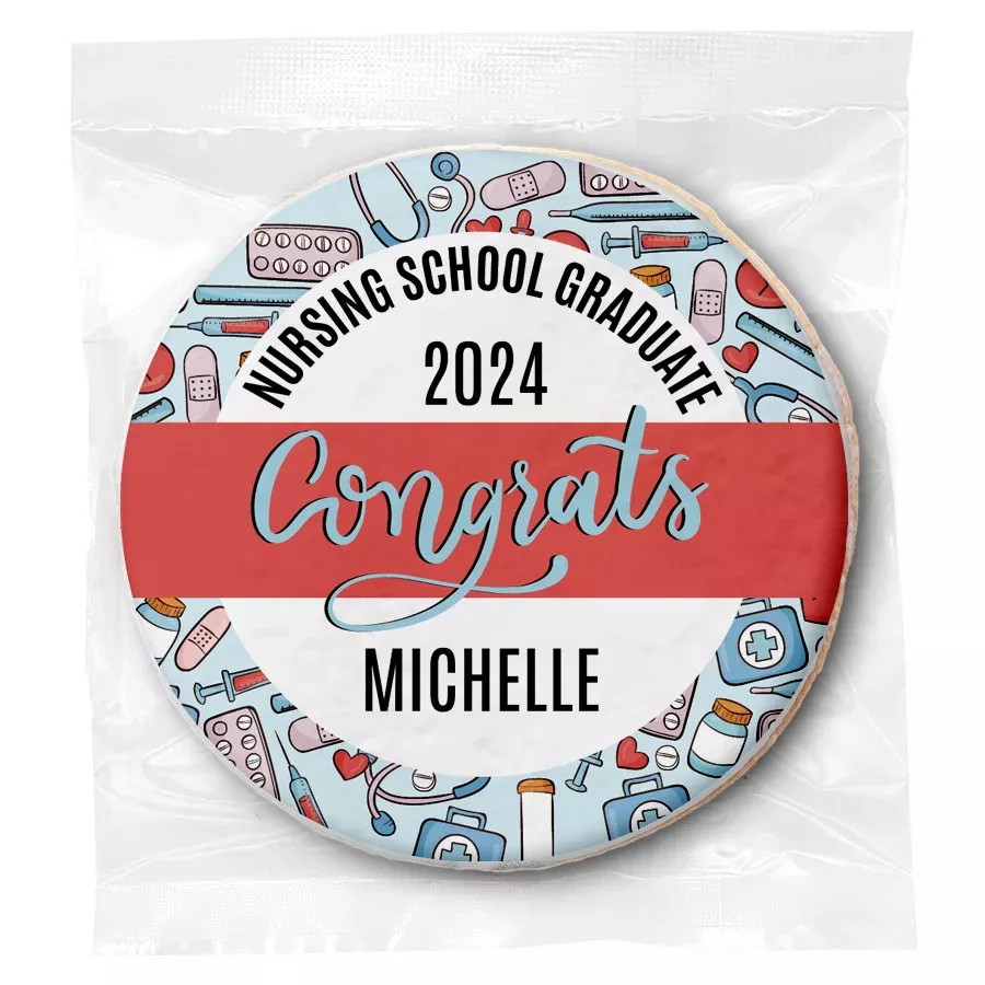 Congrats Med/Nurse School Grad - Personalized Direct Print On Round Sugar Cookie