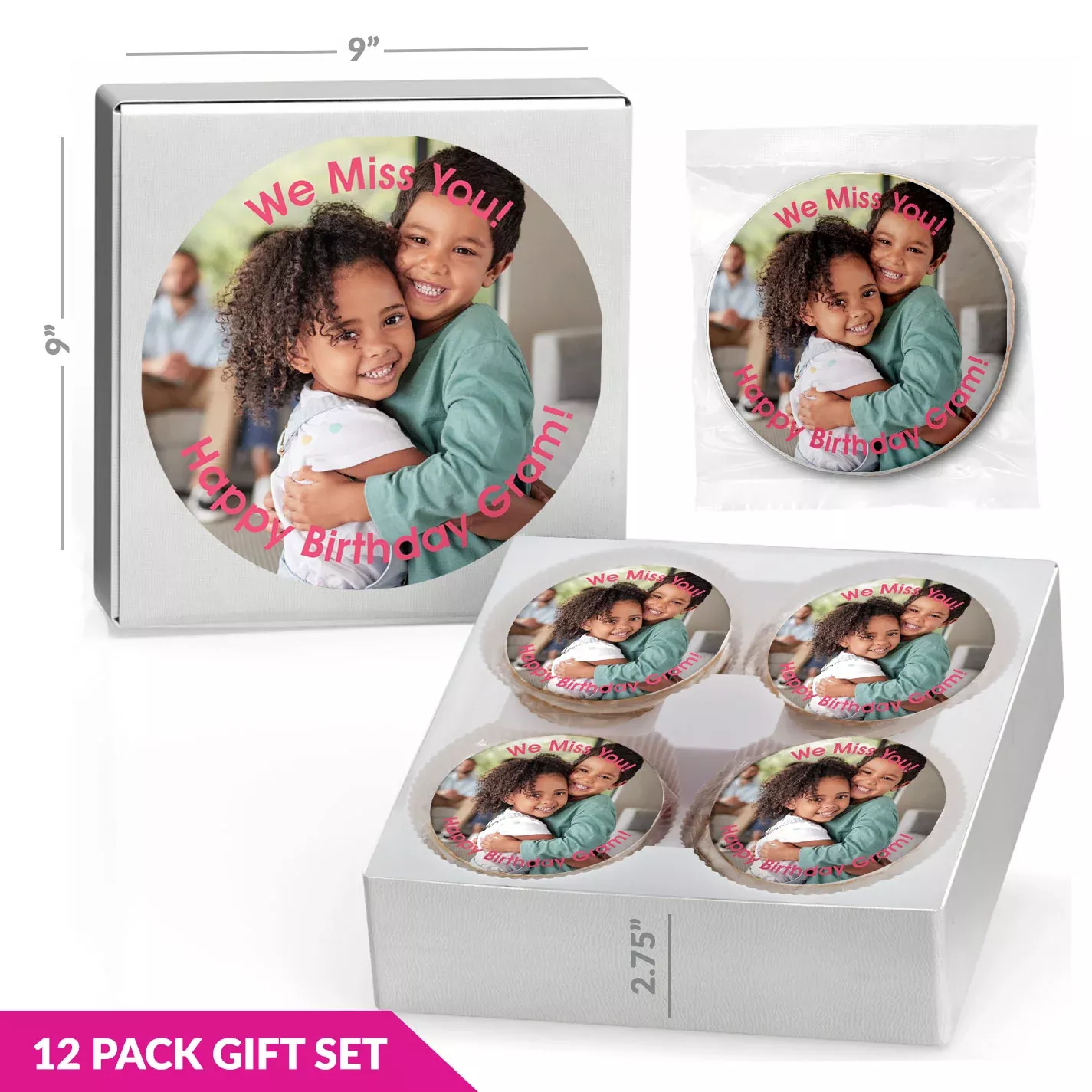 Create your own Photo & Message - Personalized Direct Print on Round Sugar Cookie Gift Box