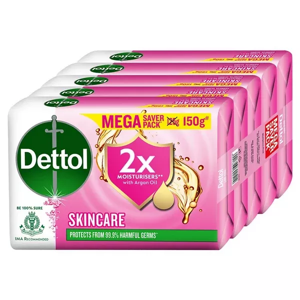 Dettol Skincare Moisturizing Beauty Bathing Soap Bar With Argan Oil - 150 gm - Set of 5