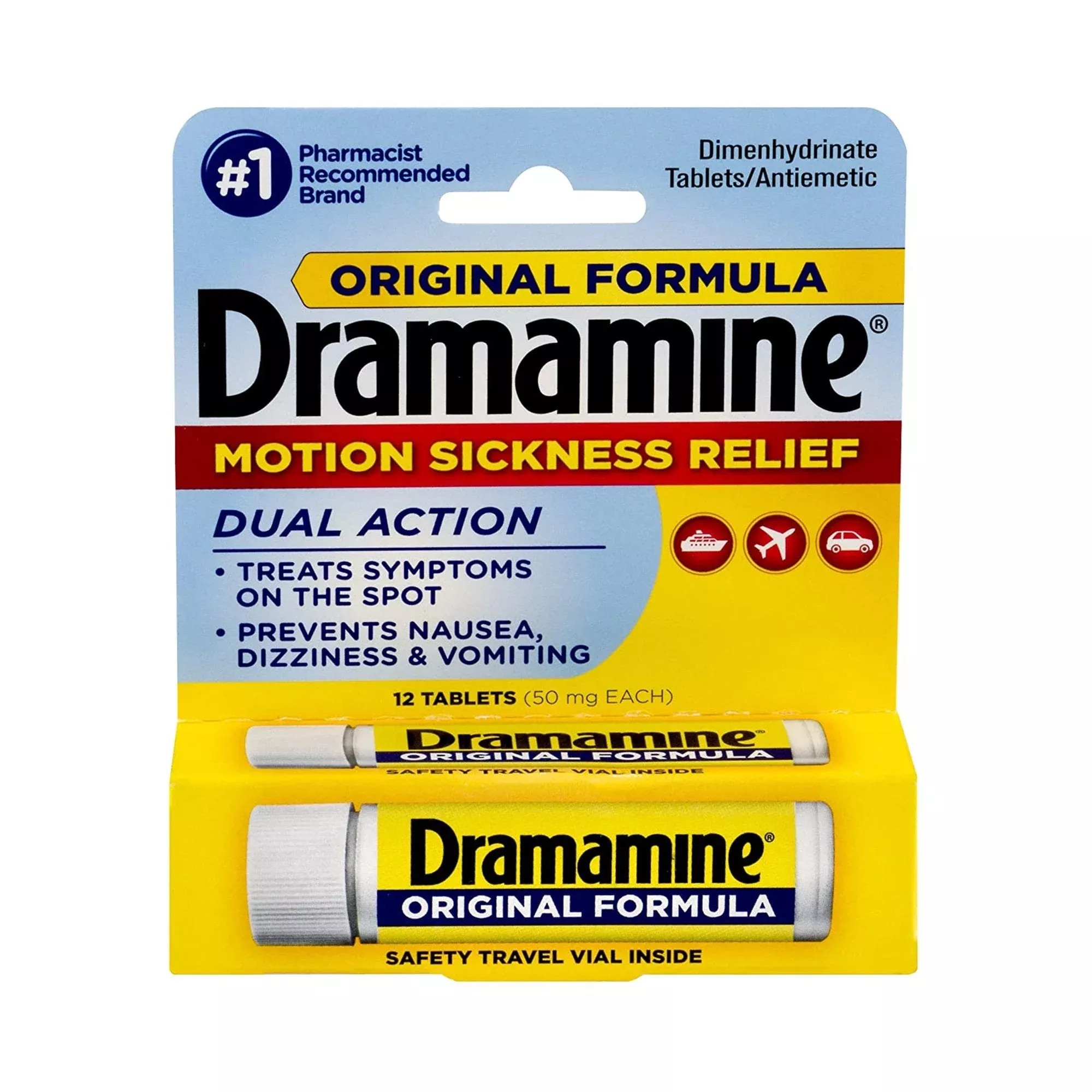 Dramamine Dimenhydrinate Nausea Relief, 12 ct