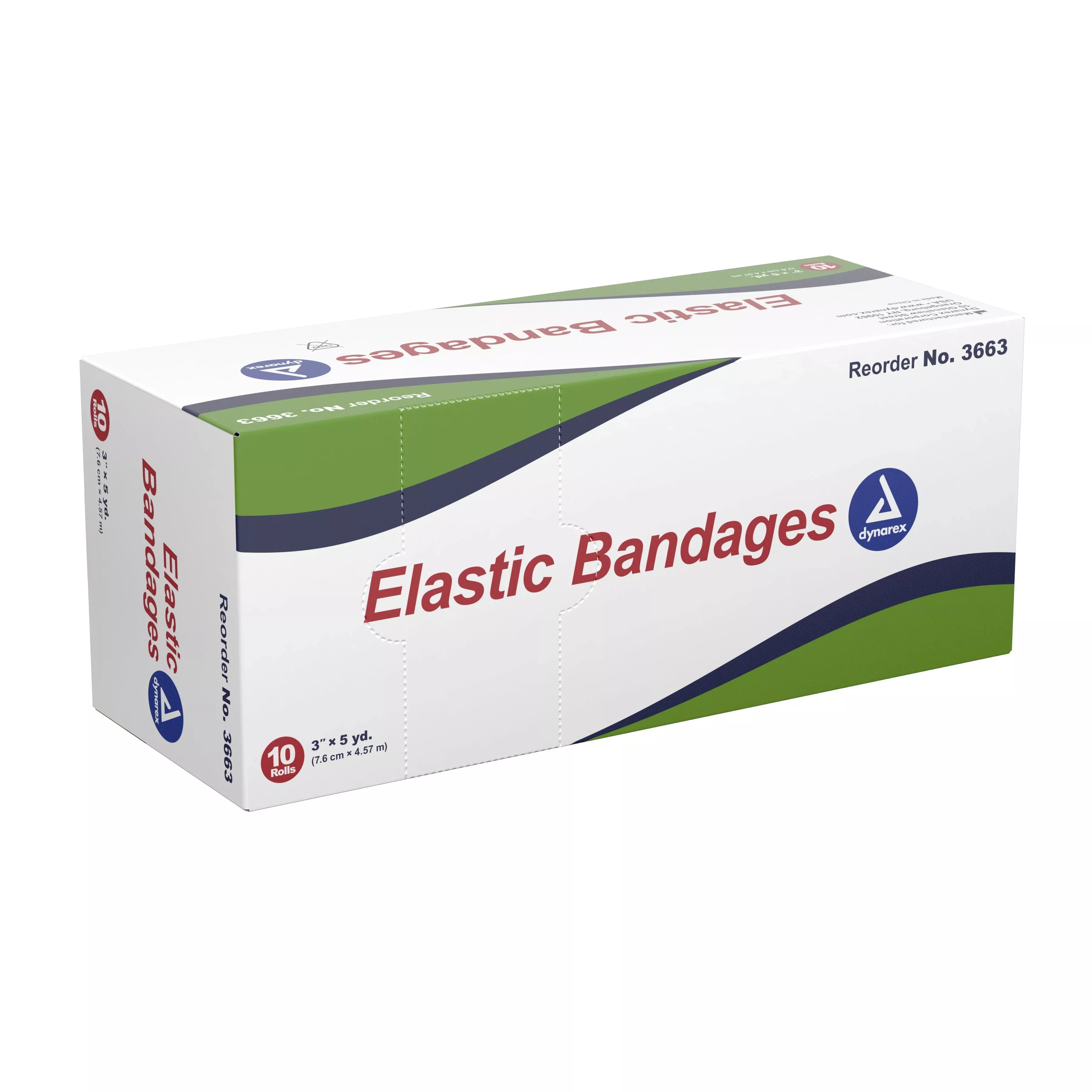 Dynarex Clip Detached Closure Elastic Bandage, 3 Inch x 4-1/2 Yard, 10 ct