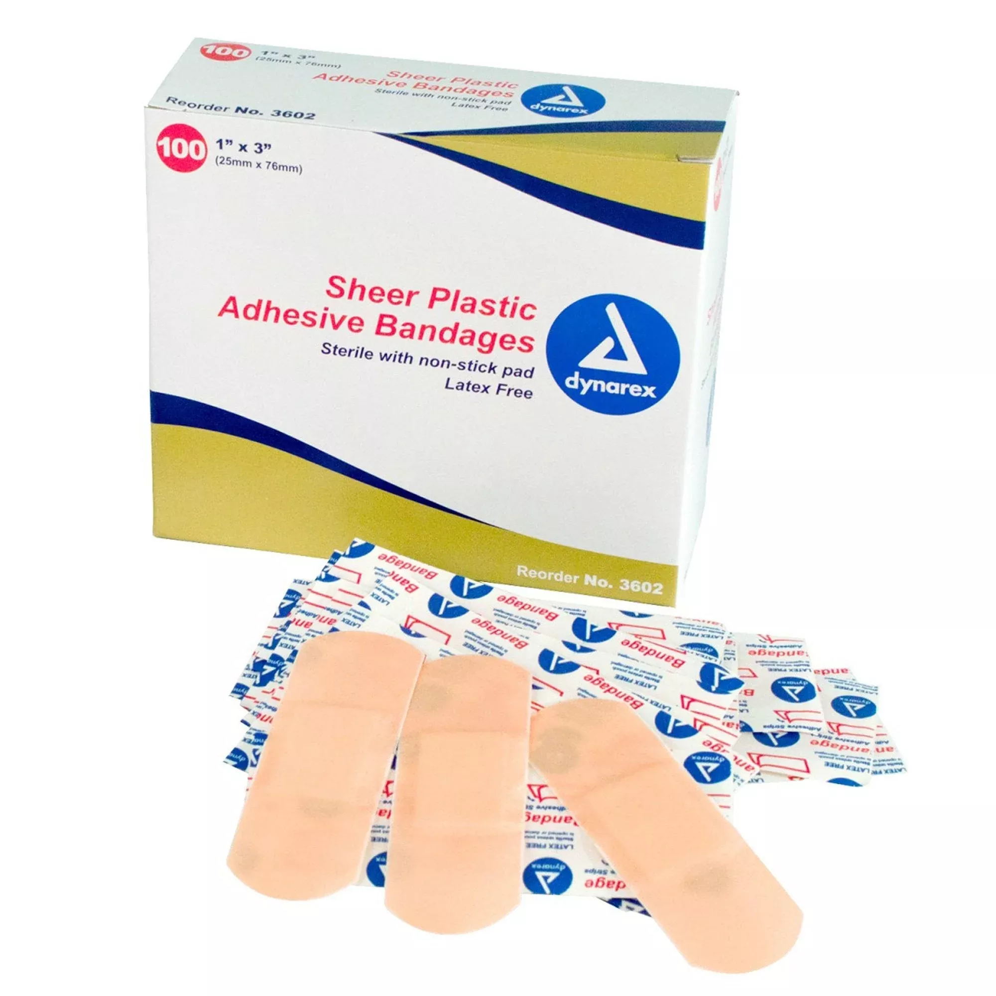 Dynarex Sheer Adhesive Strip, 1 x 3 inch, 100 ct