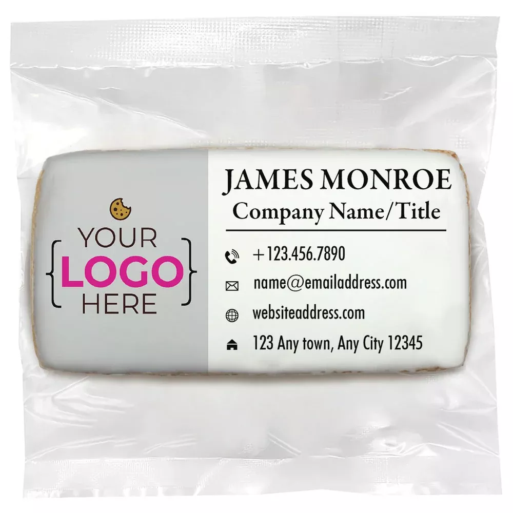 Edible Business Card Logo or Photo Upload - Personalized Direct Print On Rectangle Sugar Cookie
