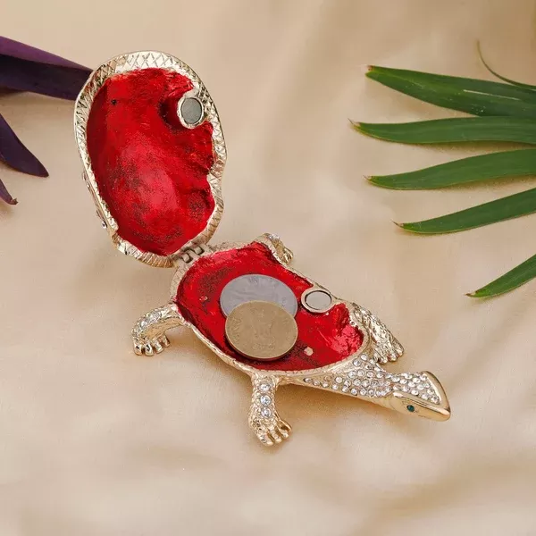 Estele Gold-Polished Deliberate Tortoise Idol with multi-color Stone Type:Enamel for Home/Car decor