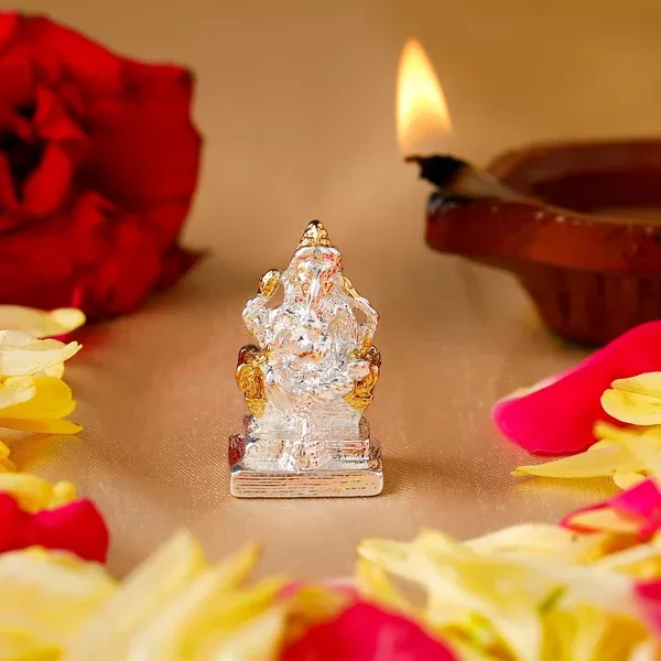 Estele Gold-Polished God of beginnings Lord Ganesha Idol for Gifts & HouseWarming/Home/Office Decors