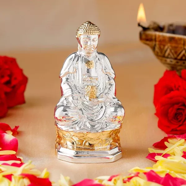 Estele Gold-Polished Lord Gautam Buddha Mediatating Idol statue for Home Décor/ working place