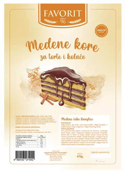 Favorit Medene Kore, Honey Cake Layers, 470g