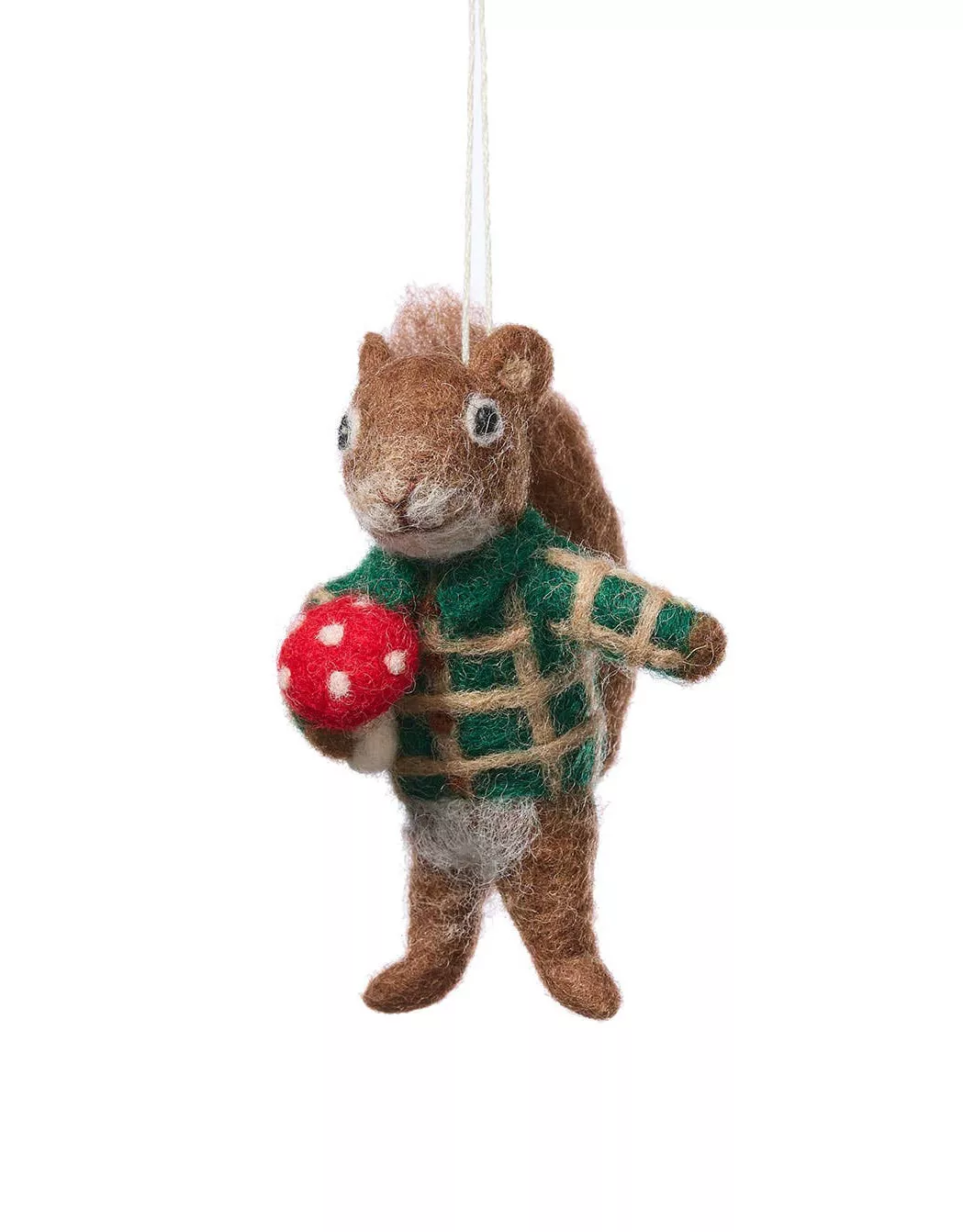 Felt Hedgehog with Mushroom Ornament