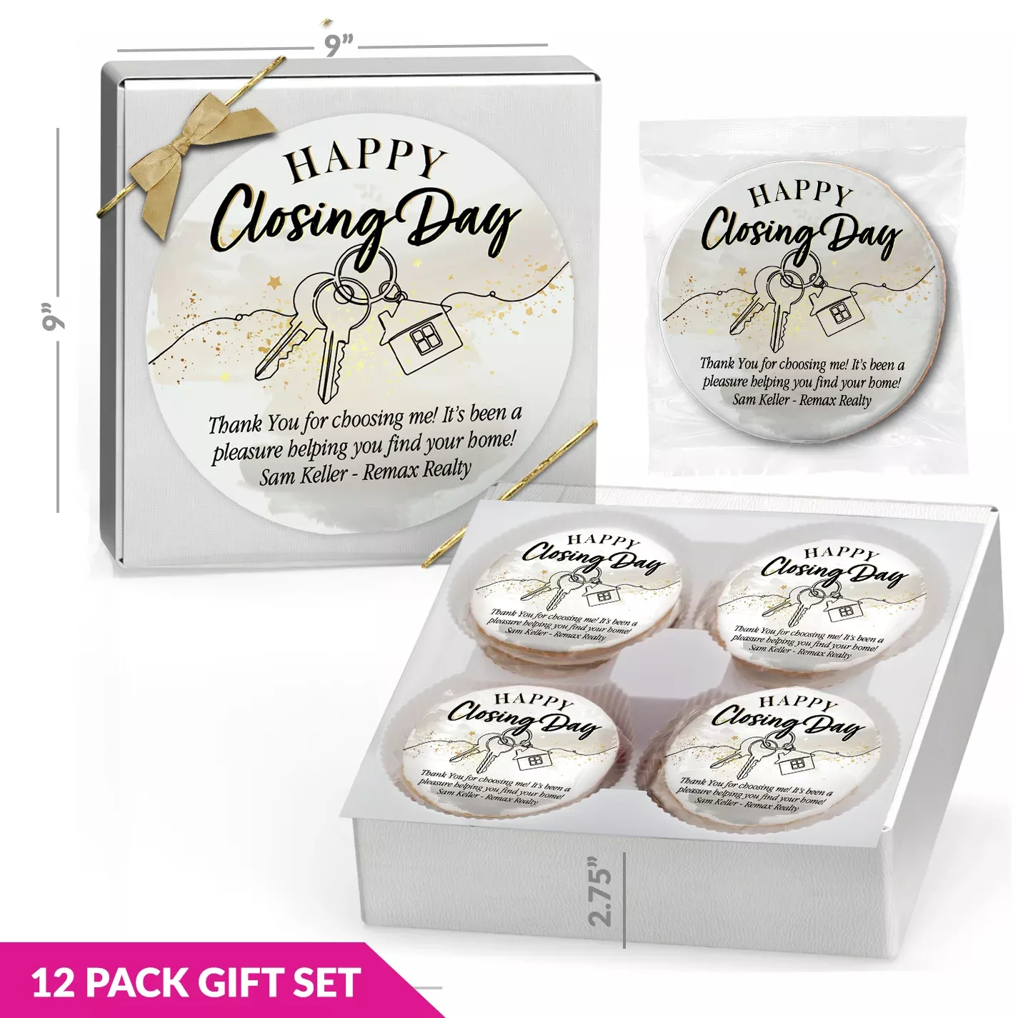 Happy Closing Day - Personalized Direct Print on Round Sugar Cookie Gift Box