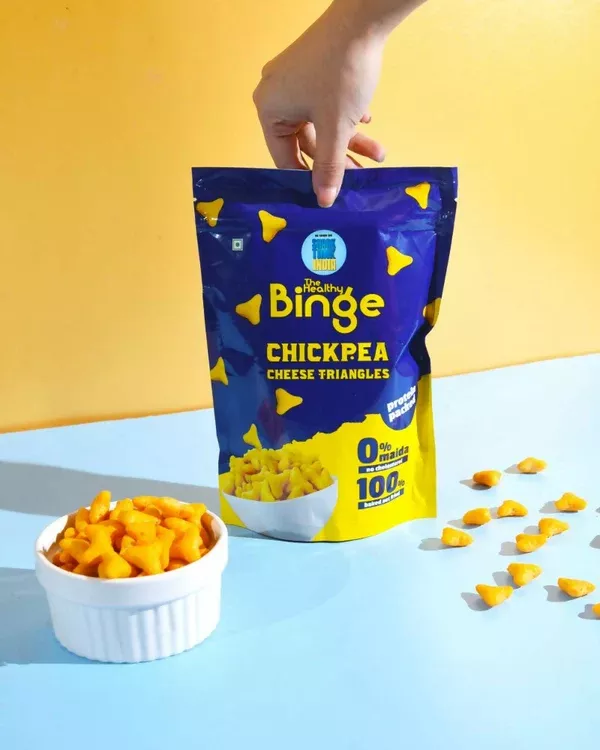 The Healthy Binge Chickpea Protein Triangles | Cheese - 60 gm - Pack of 8