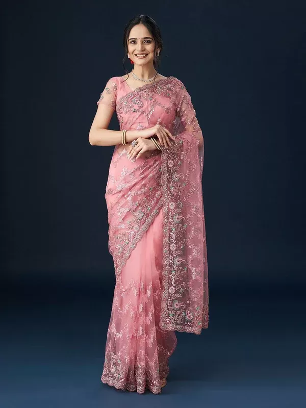 kasee Embellished Neted Sarees - Onesize