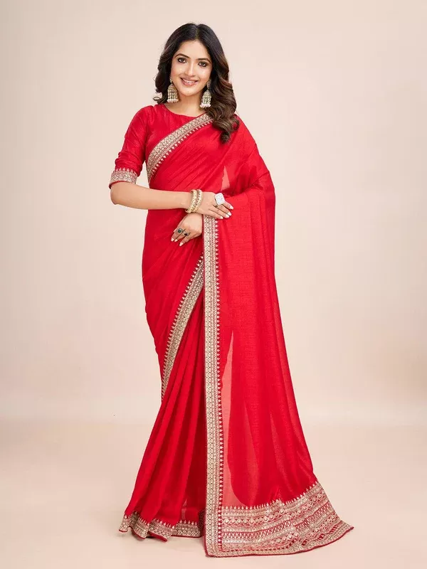 kasee Embroidered Pure Silk Ready to Wear Saree - Onesize