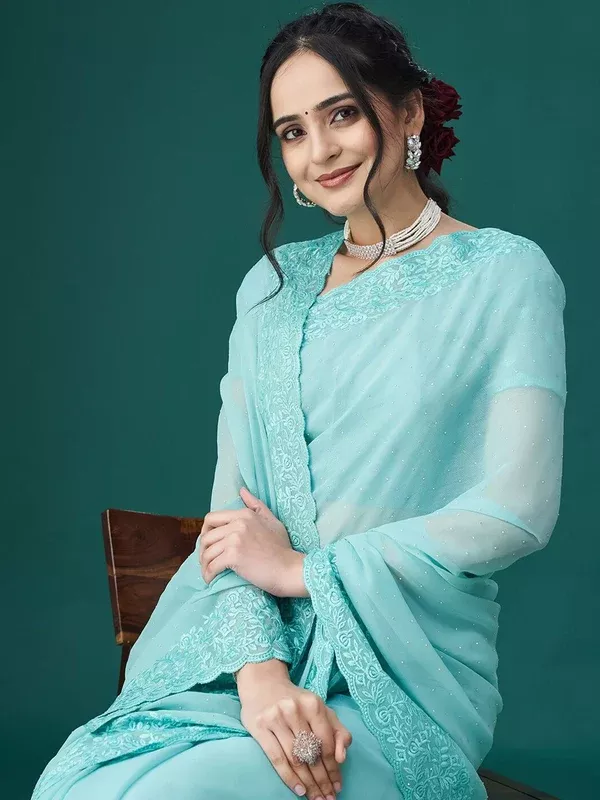 kasee Ethnic Motifs Embroidered Embellished Saree - Onesize