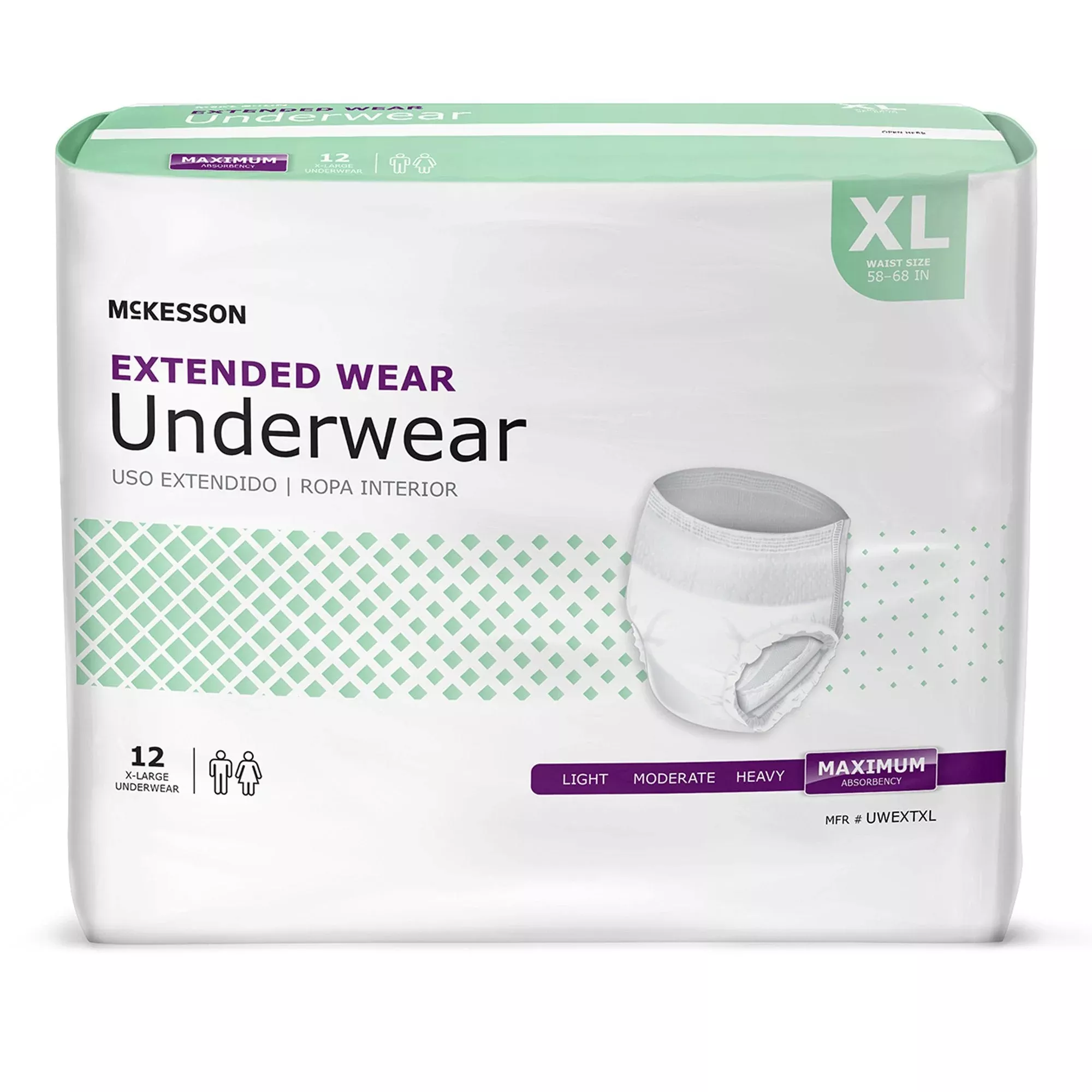 McKesson Extended Wear Maximum Absorbent Underwear, XL, 48 ct