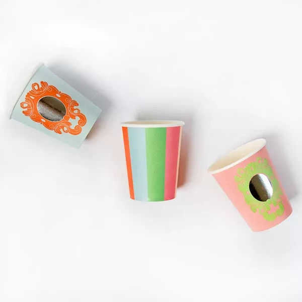 Mirror Mirror and Striped Cups (x 12) - Princess Party