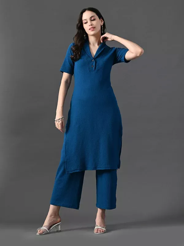 Myshka Women's Blue Kurta Set - S