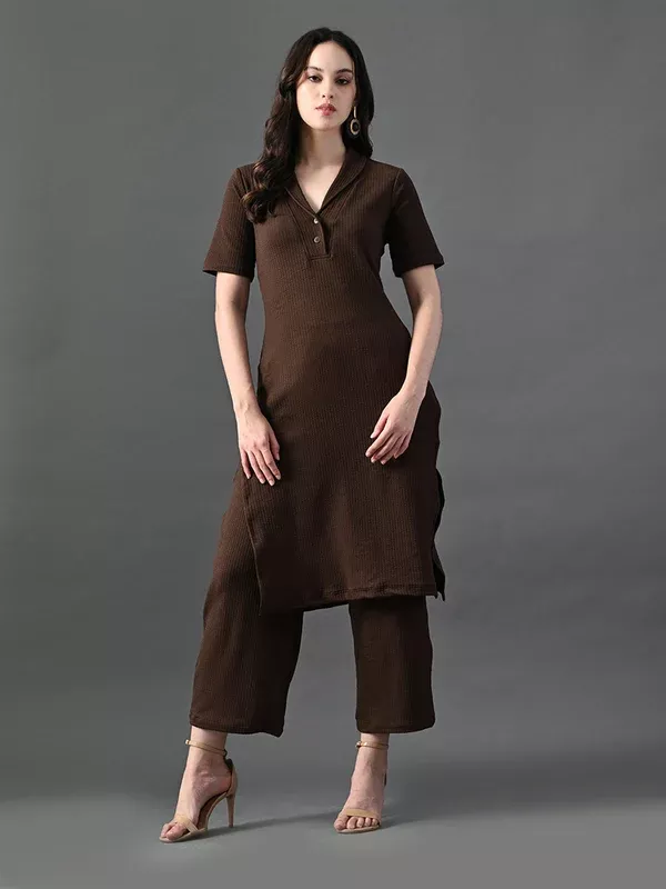 Myshka Women's Coffe Brown Kurta Set - S