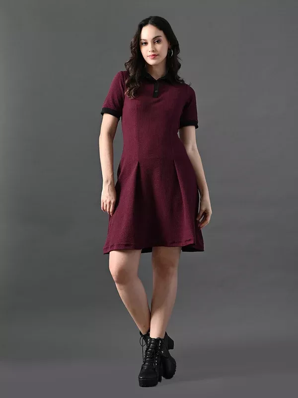 Myshka Women's Magenta Collared Dress - XS