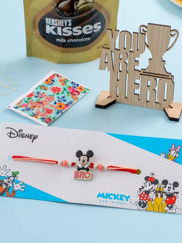 NVR Kids Micky Mouse Character Artificial Beads Thread Rakhi Combo - Free Size