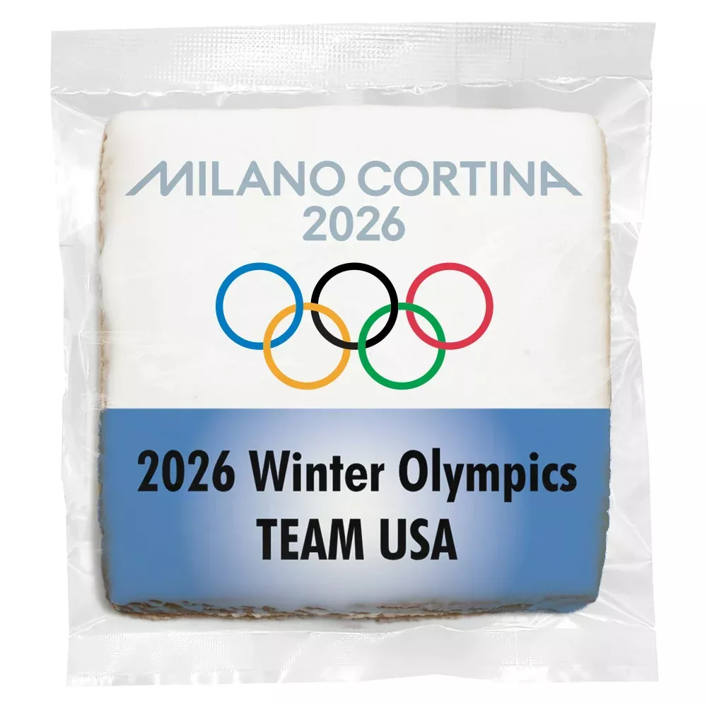 Olympics Add Your Own Logo & Message - Personalized Direct Print On Square Sugar Cookie