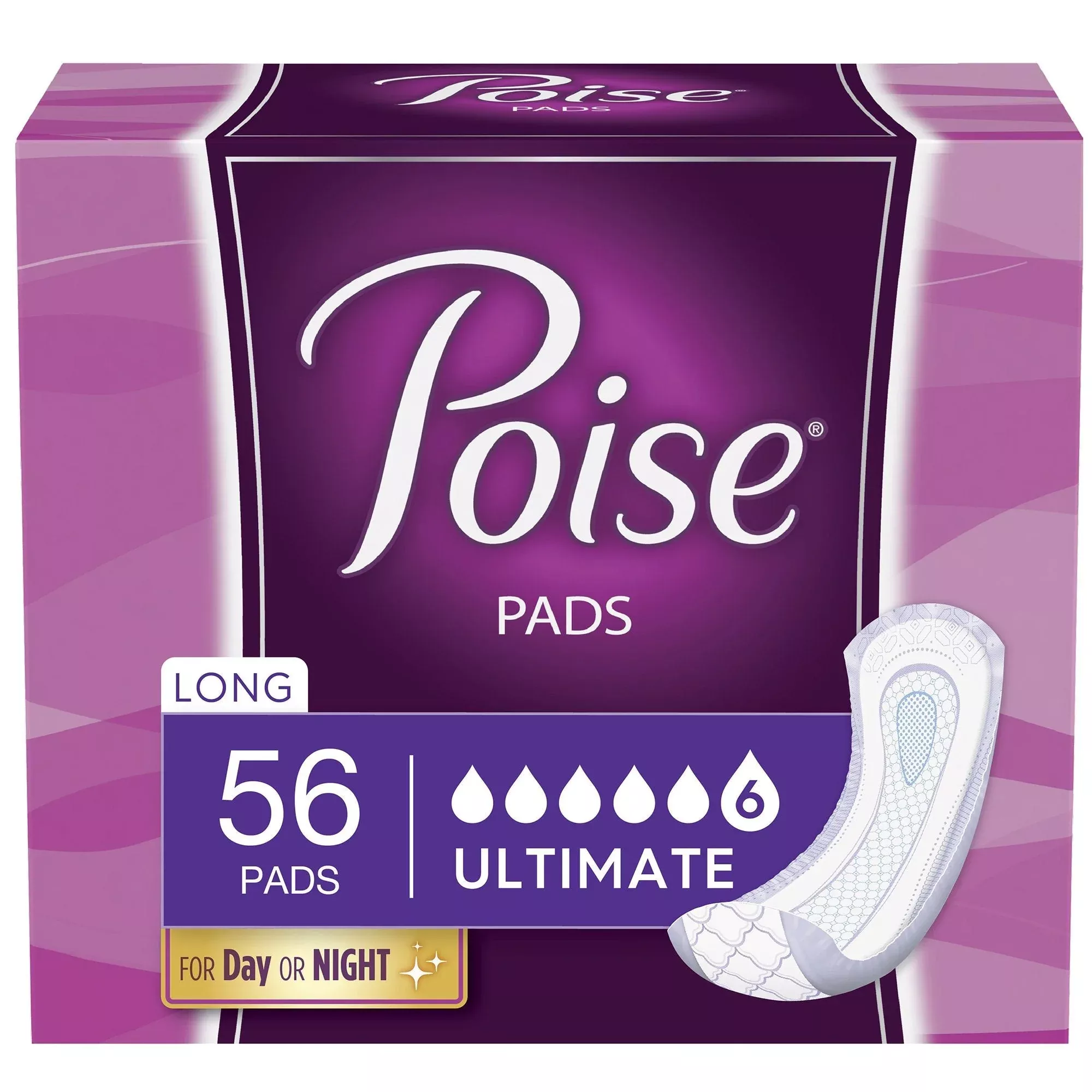 Poise Ultimate Bladder Control Pad, Long Length, 56 ct