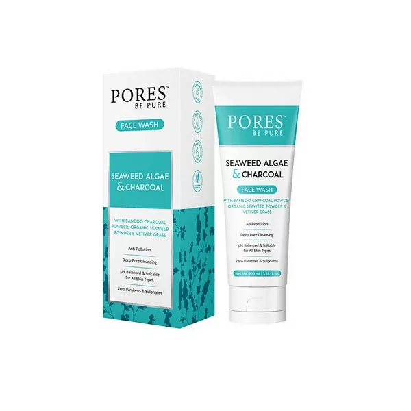 Pores Be Pure Charcoal Face Wash With Seaweed Algae - 100 ml