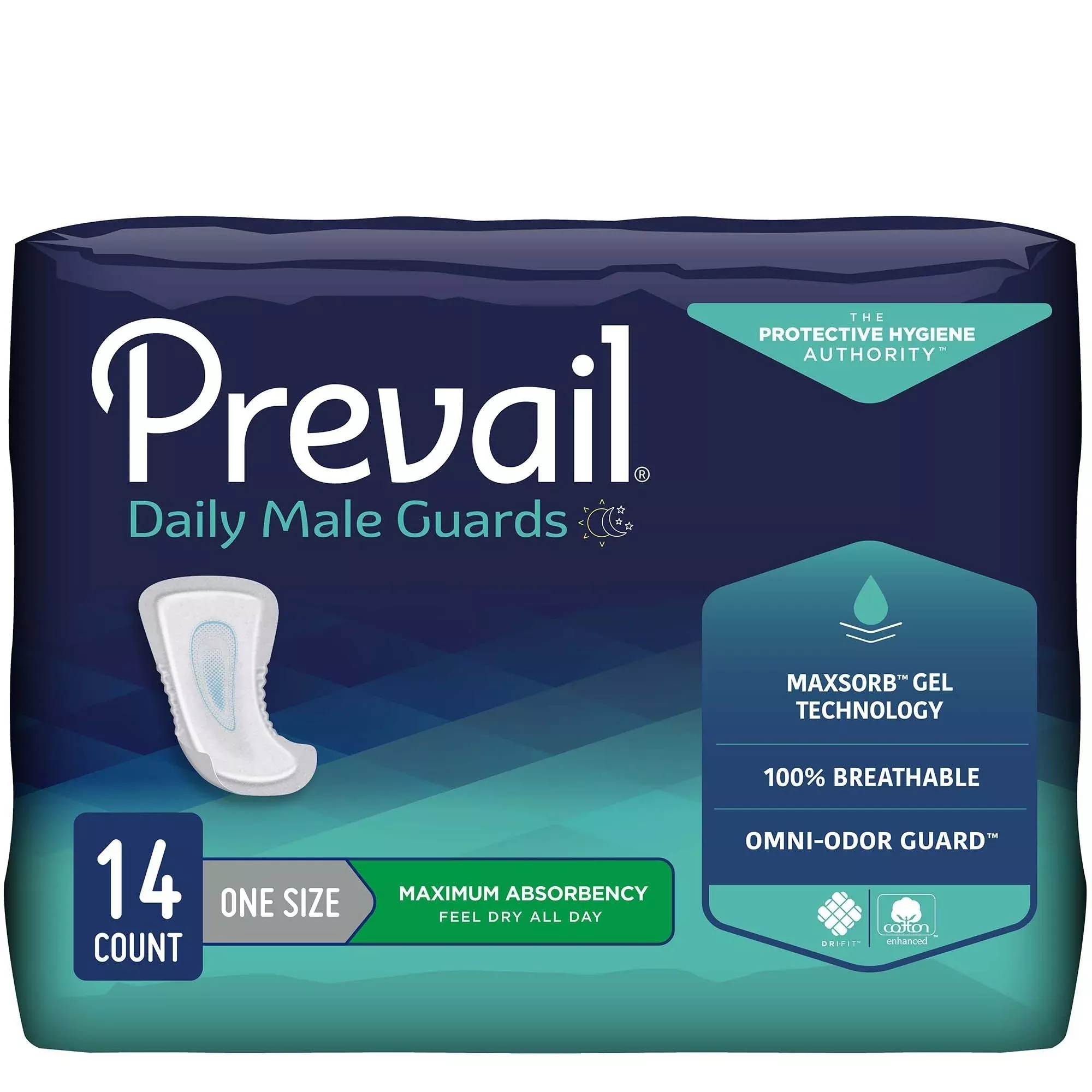 Prevail Daily Male Guards Maximum Bladder Control Pad, 12.5-Inch Length, 126 ct