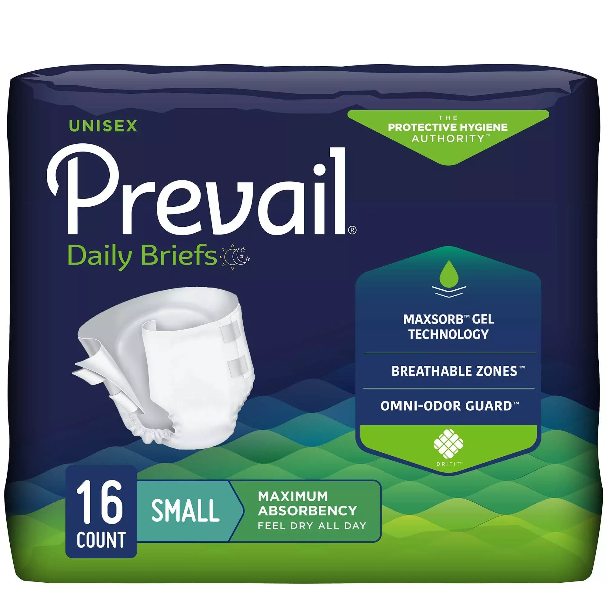 Prevail Maximum Incontinence Brief, Small, 16 ct