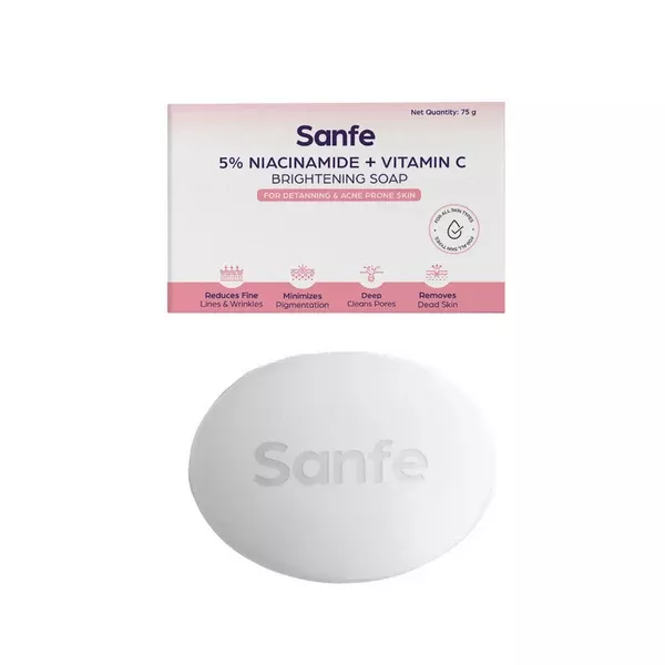 Sanfe 5% Niacinamide & Vitamin C Brightening Soap - 75 gm
