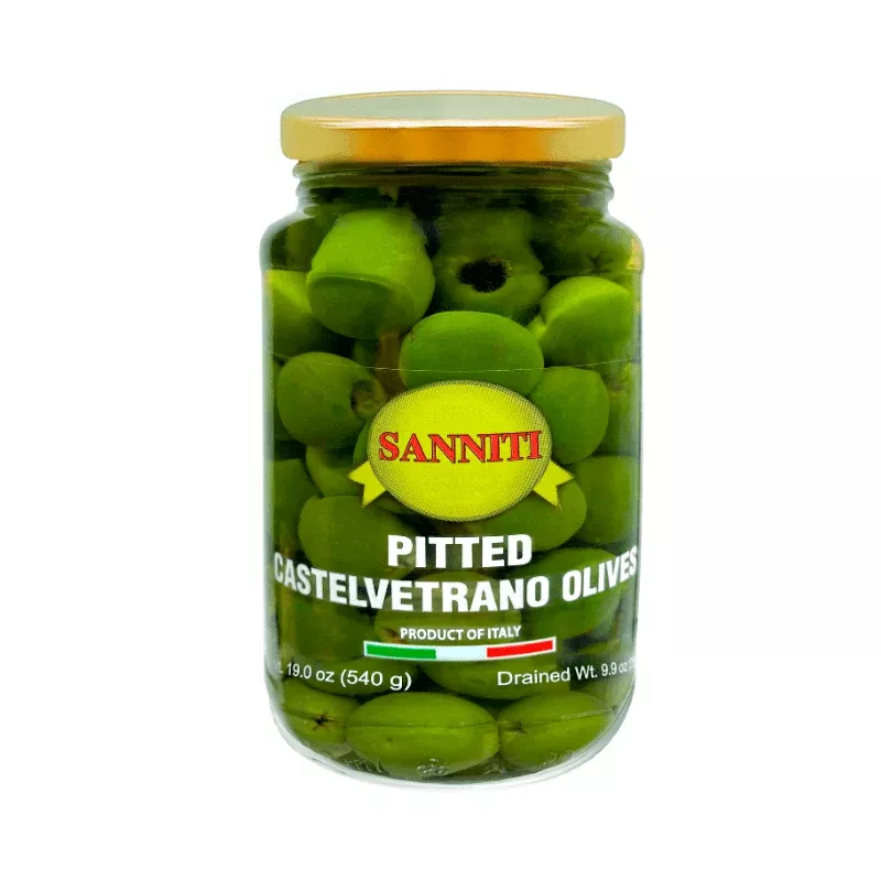 Sanniti Pitted Castelvetrano Olives Jar, 19 oz