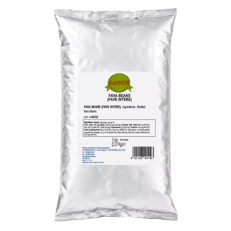 Sanniti Shelled Fava Beans, 5 Lbs