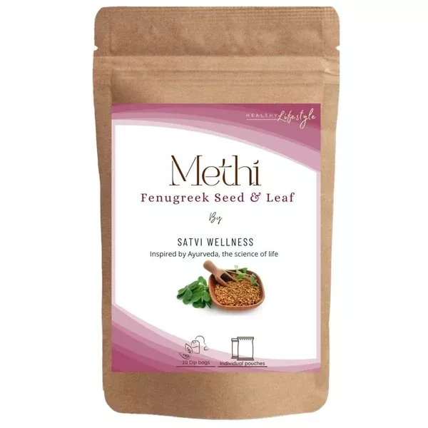 Satvi Wellness Methi Tea Bags | Fenugreek Seeds and Leaves | Herbal Tea - 20 tea bags
