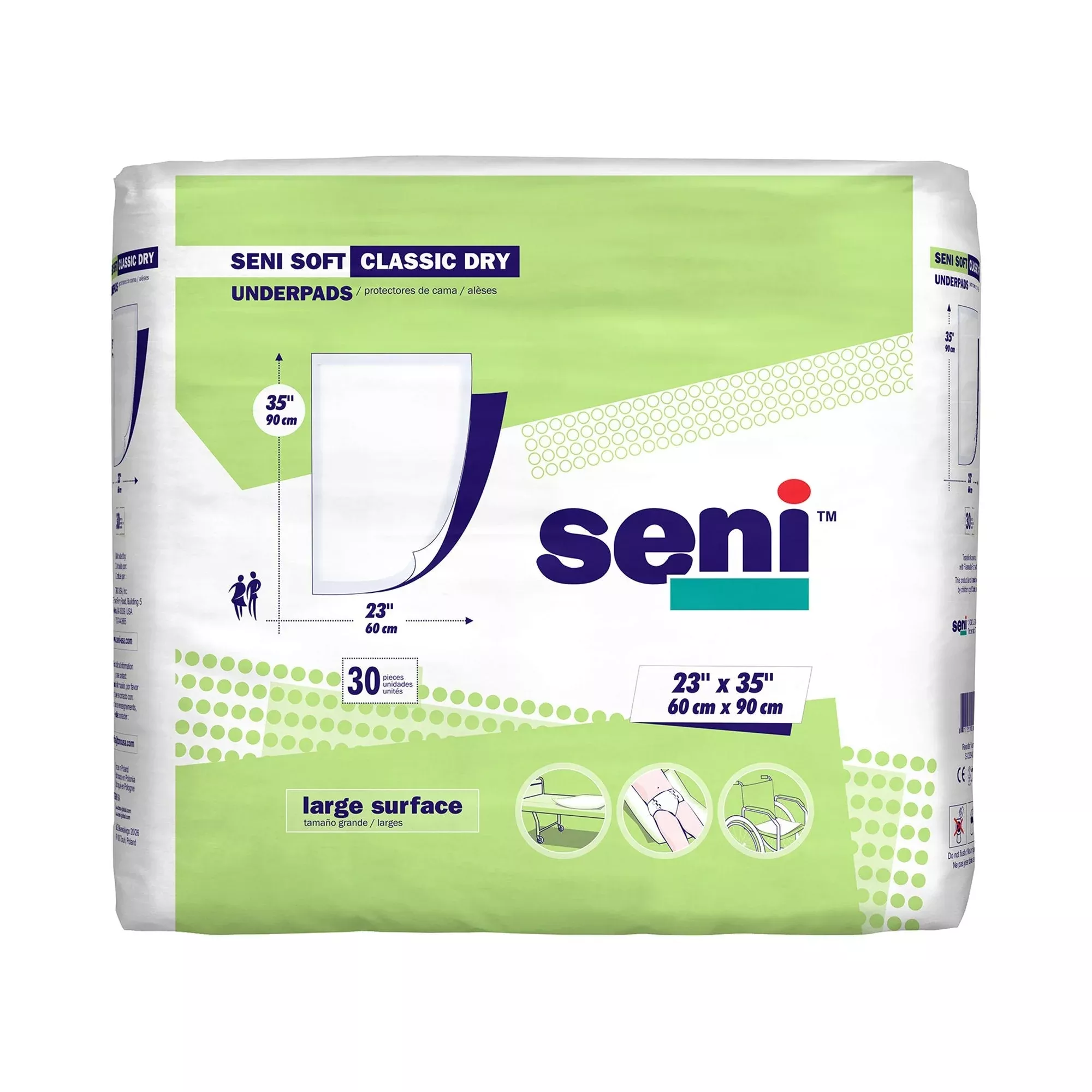 Seni Soft Classic Dry Underpad, 23 x 35 Inch, 30 ct