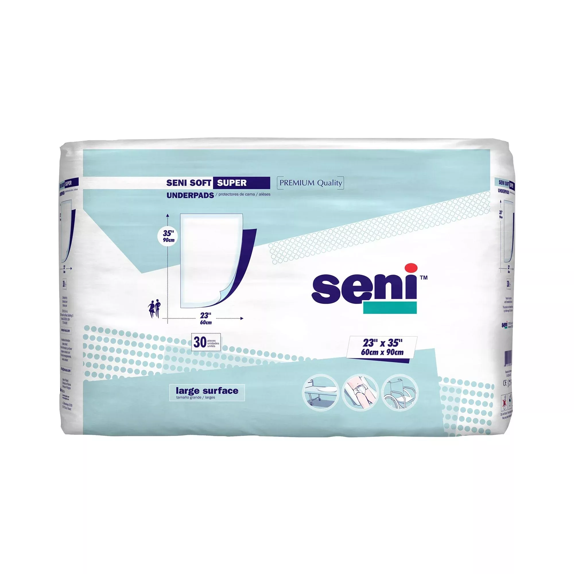 Seni Soft Super Underpad, 23 x 35 Inch, 30 ct