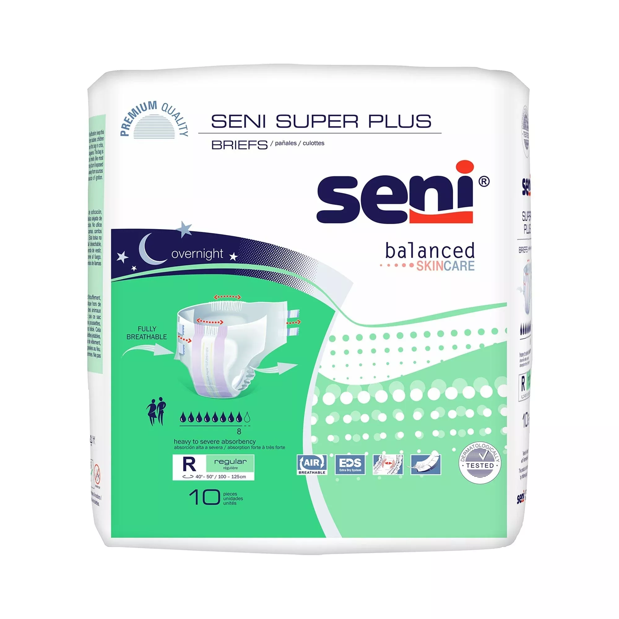 Seni Super Plus Heavy to Severe Absorbency Incontinence Brief, Regular, 10 ct