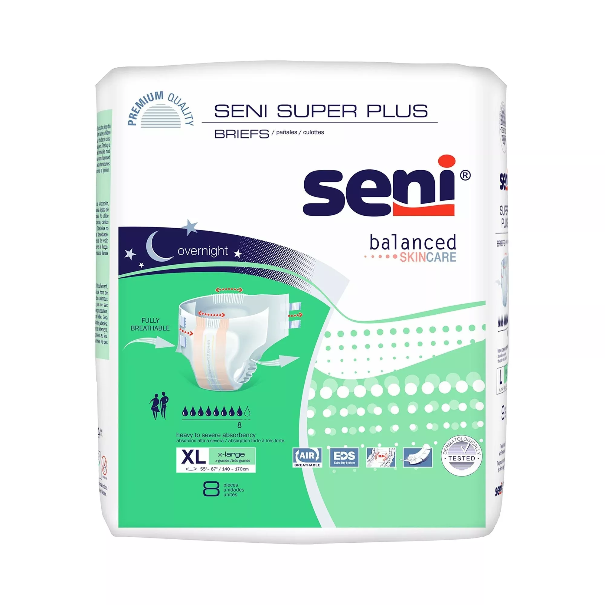 Seni Super Plus Heavy to Severe Absorbency Incontinence Brief, XL, 8 ct