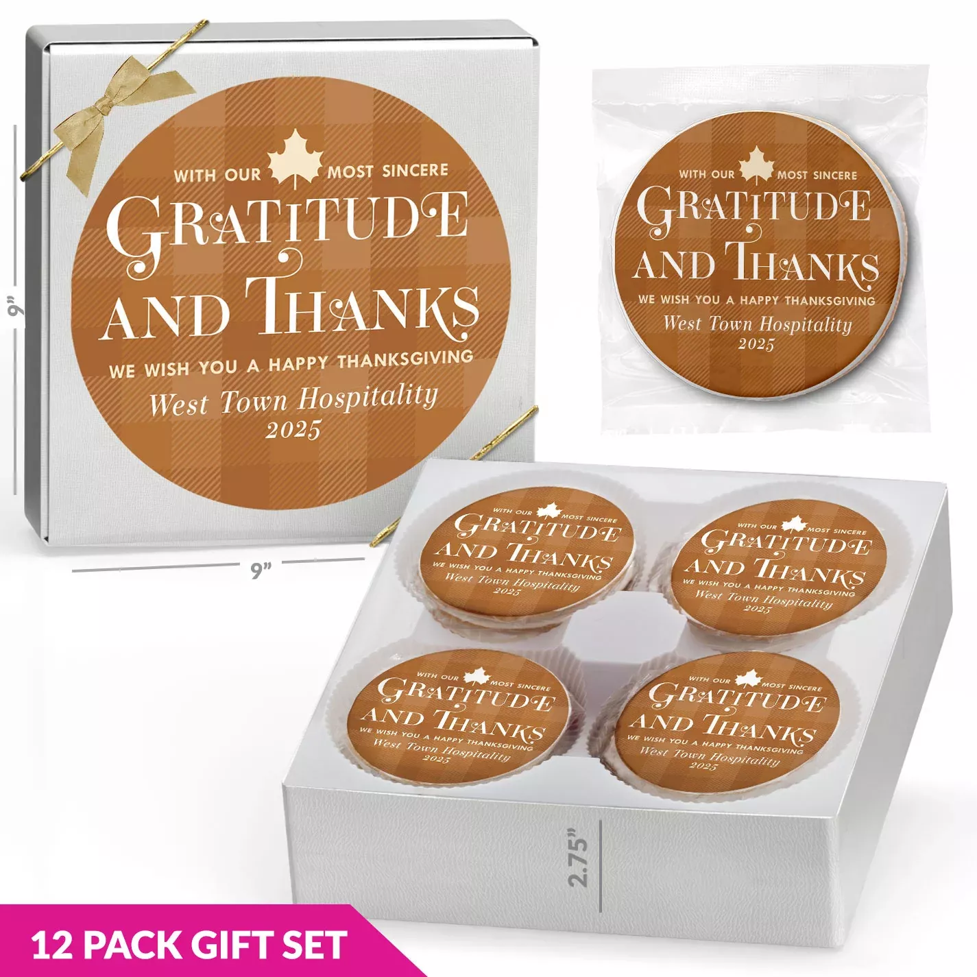 Sincere Gratitude & Thanks - Personalized Direct Print on Round Sugar Cookie Gift Box