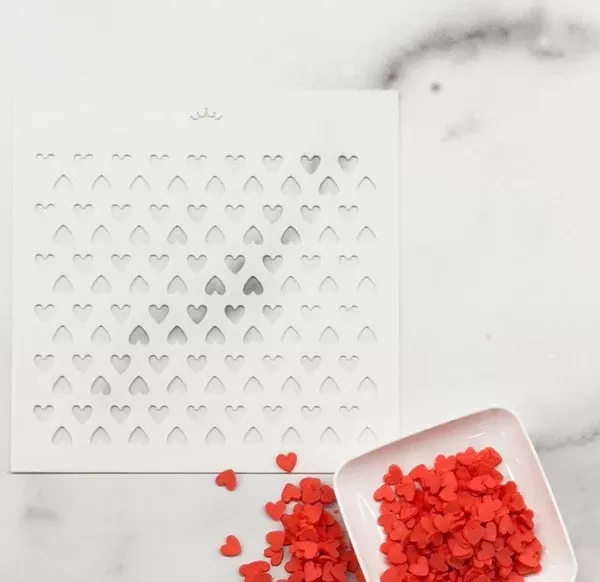SMALL HEART SPRINKLE STENCIL BY COOKIE COUNTESS