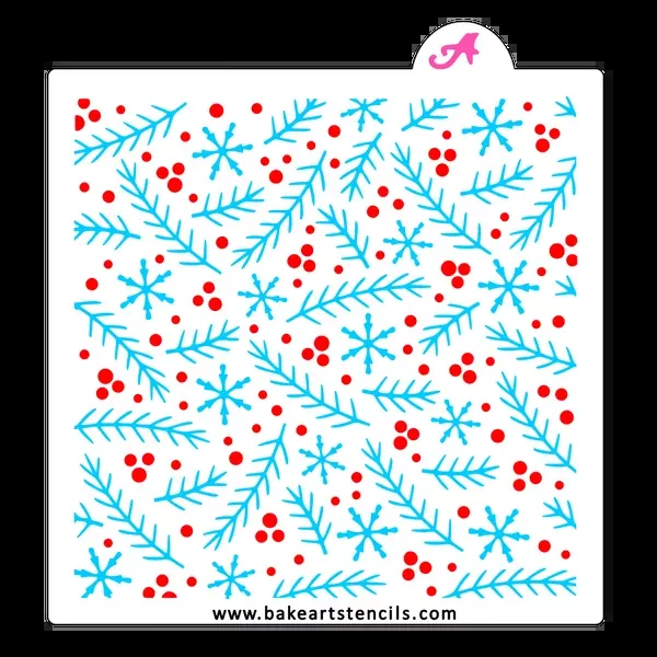Snow Berries Cookie Stencil